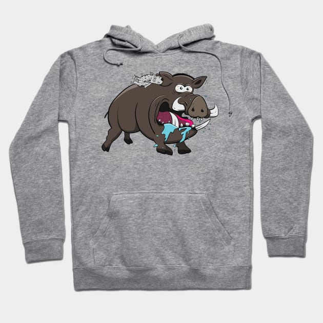 Hunting Dog Latched onto Wild Hogs Ear Hoodie by Dad n Son Designs